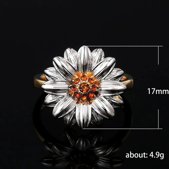 💥Summer Party Sweet Flower Thin Zircon Gold Rings for Women, MARR9144 - Picture 5 of 5